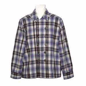 Diesel Shirt Blue Gray Plaid Wool Blend Men's Size Medium
